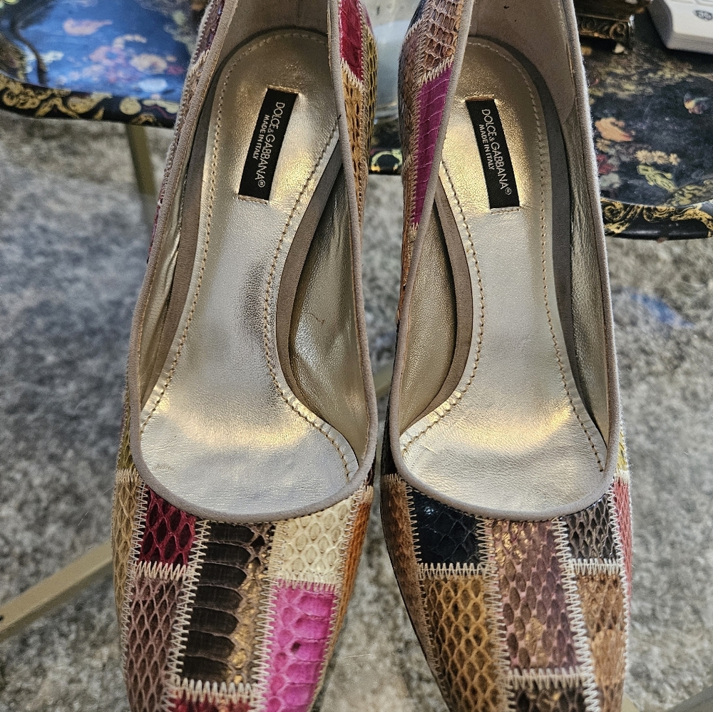 Dolce & Gabbana Python Patchwork Heels - image 3